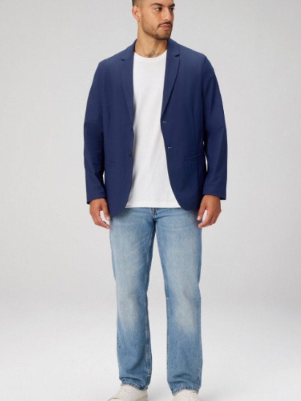 Fabletics The Don Navy Blue Stretch Performance Blazer Business Casual Small Men